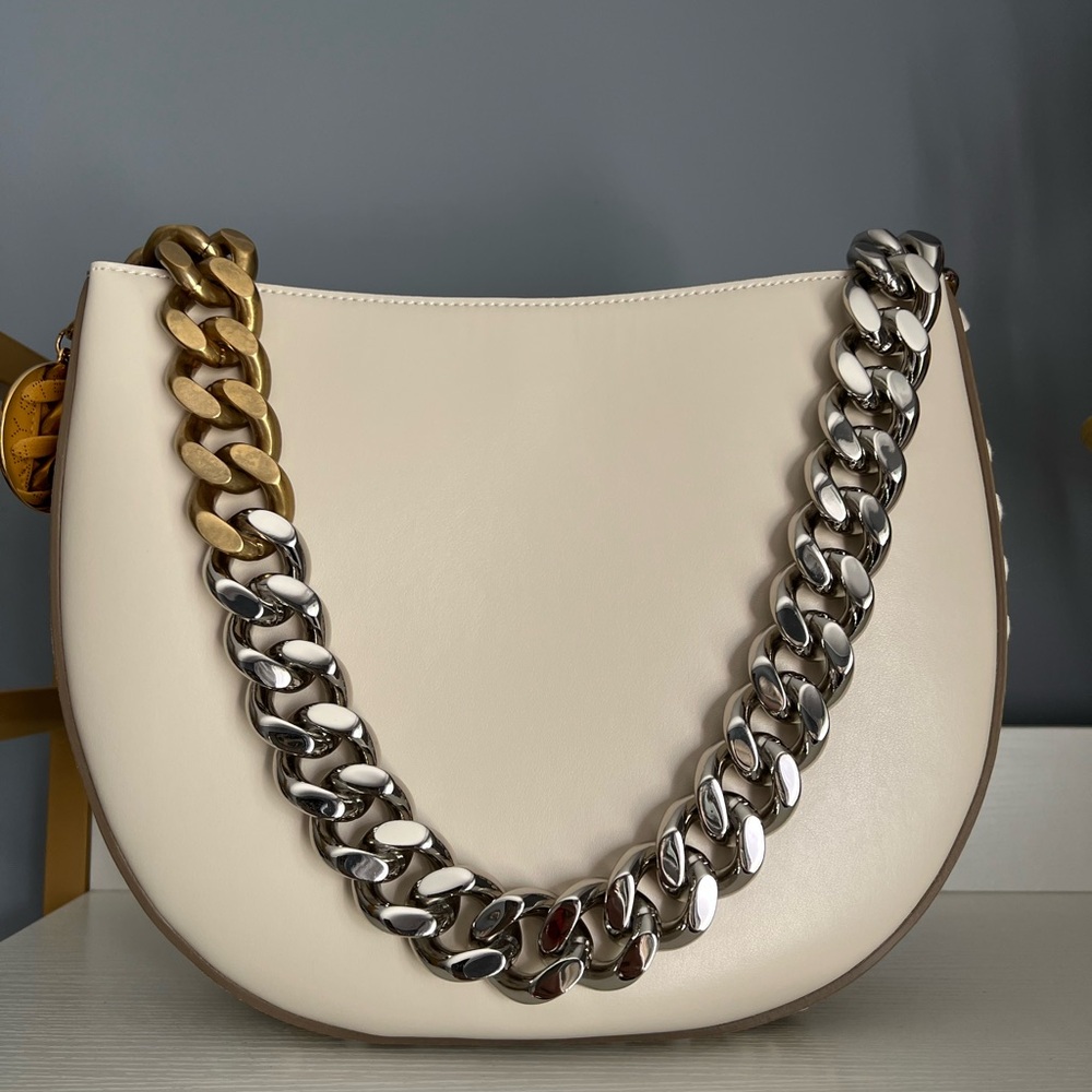 Stella McCartney Frayme Medium Vegan Leather Shoulder Bag - Cream / White